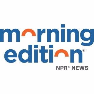 The logo for Morning Edition from NPR News. It's in lower case on a white background. The text is in dark blue, but the 
